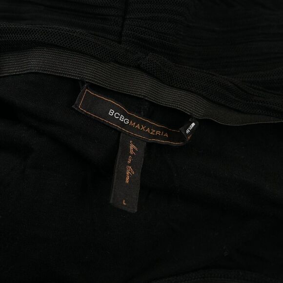 BCBGMaxAzria Mushroom Pleated Mesh Textured Black Pencil Mini Skirt Womens L - Picture 3 of 9